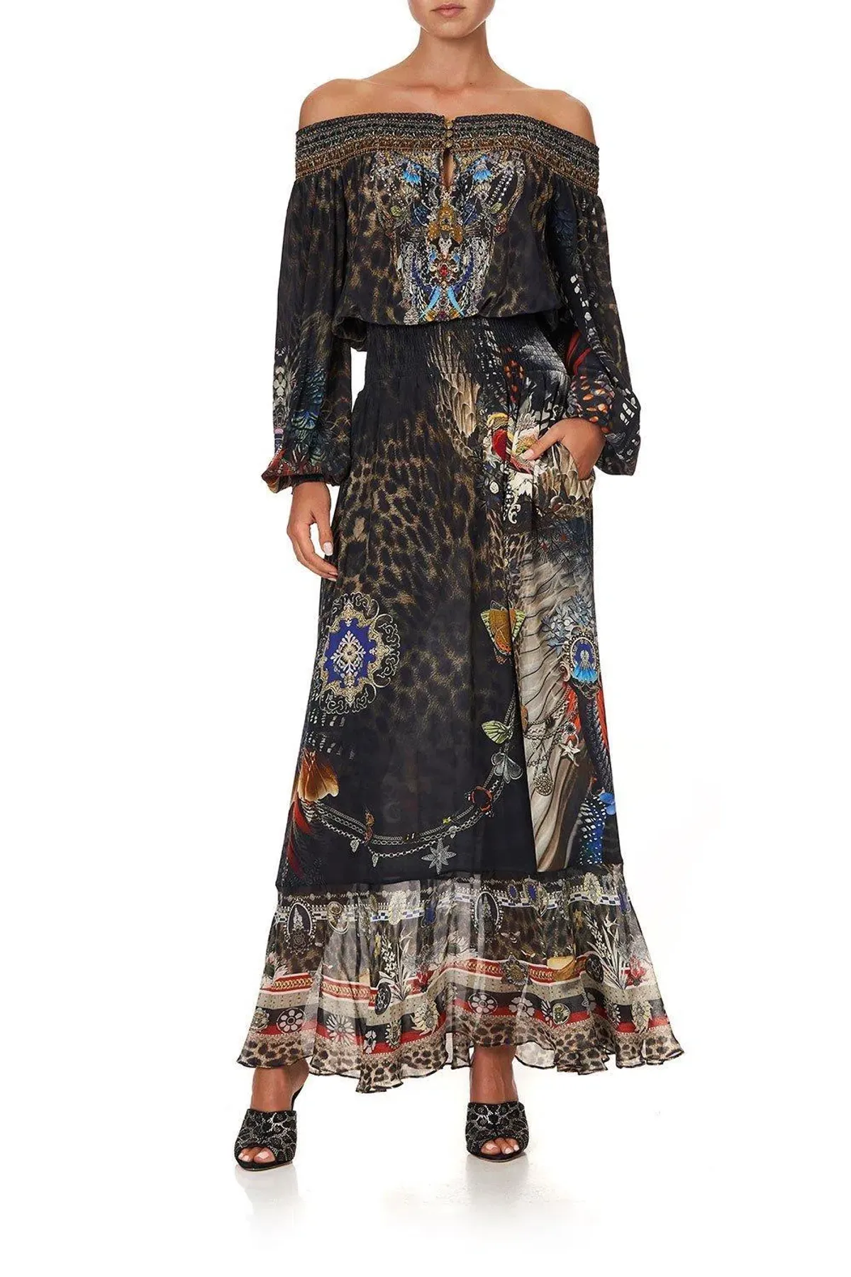 Camilla Treasure Chaser Off Shoulder Shirred Dress XXL  - Image 1