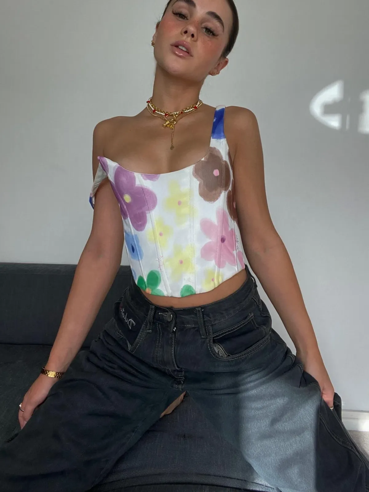 With Jean Cindy Corset Top Floral Size 4 / XXS - Image 1