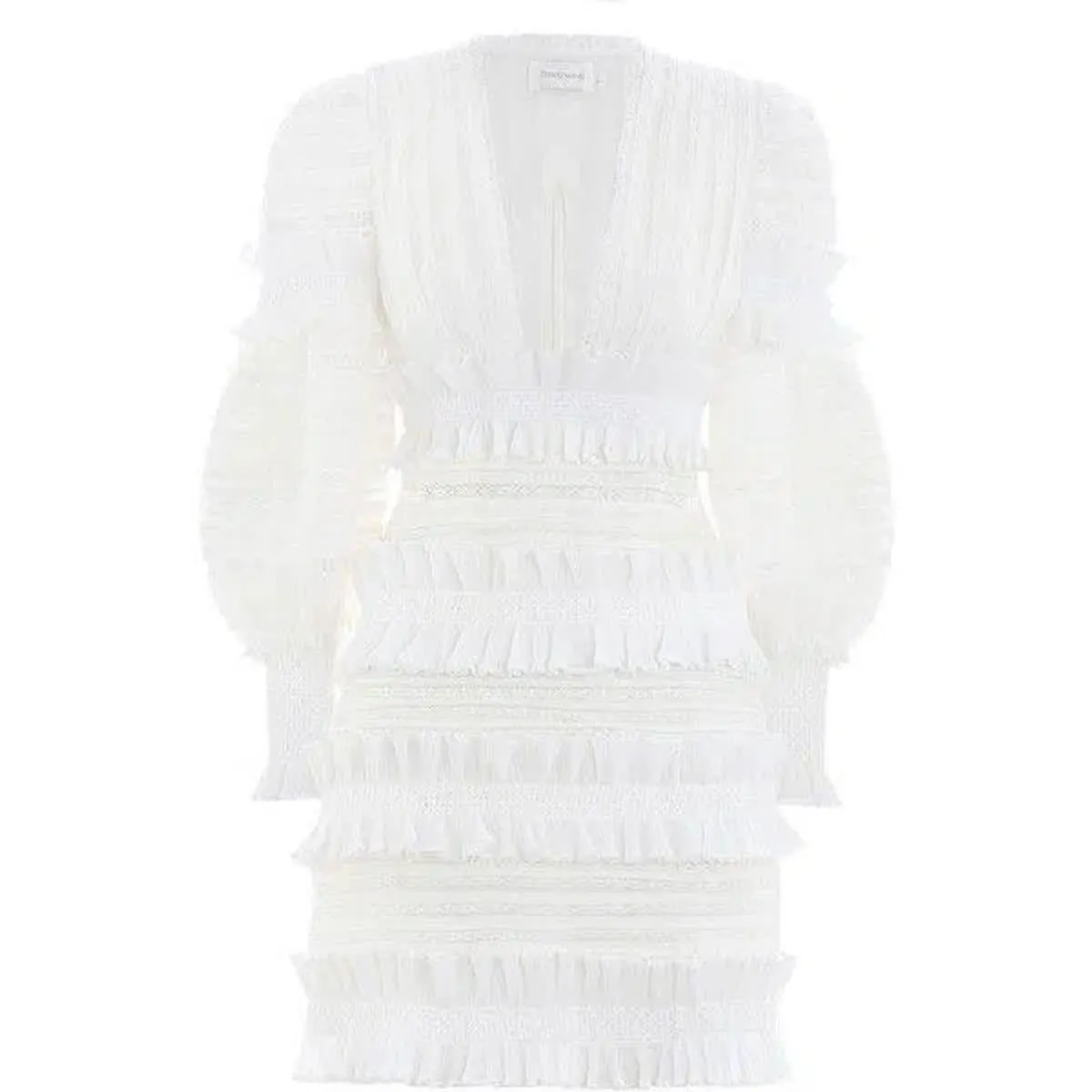 Zimmermann Radiate Smocked Mini Dress White Size 0 / 8 AU - Image 1