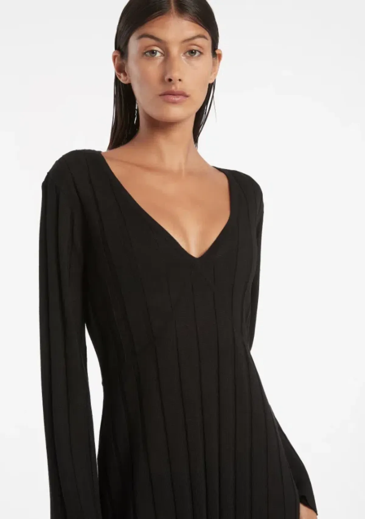 Sir The Label Basile V Neck Midi Dress Black Size 1 | AU 8 - Image 2