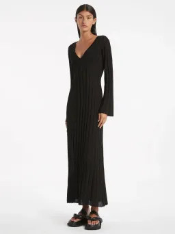 Sir The Label Basile V Neck Midi Dress Black Size 1 | AU 8 for rent on The Volte - image 1