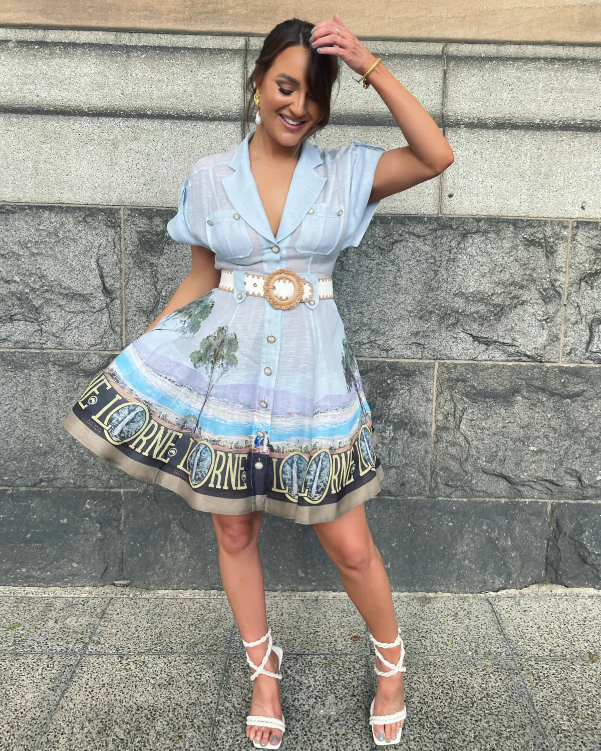 Zimmermann The Postcard Shirt Mini Dress in Lorne Print Size 0 / AU 8 - Image 3