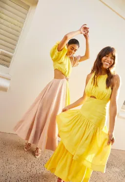 Aje Caliente Tiered Cut Out Dress Yellow Size 8 for rent on The Volte - image 5