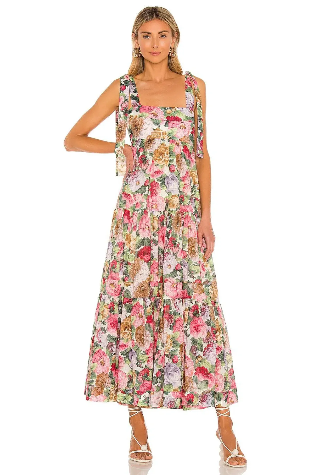 Zimmermann Mae Tie Shoulder Dress Rose Floral Size 16 - Image 1