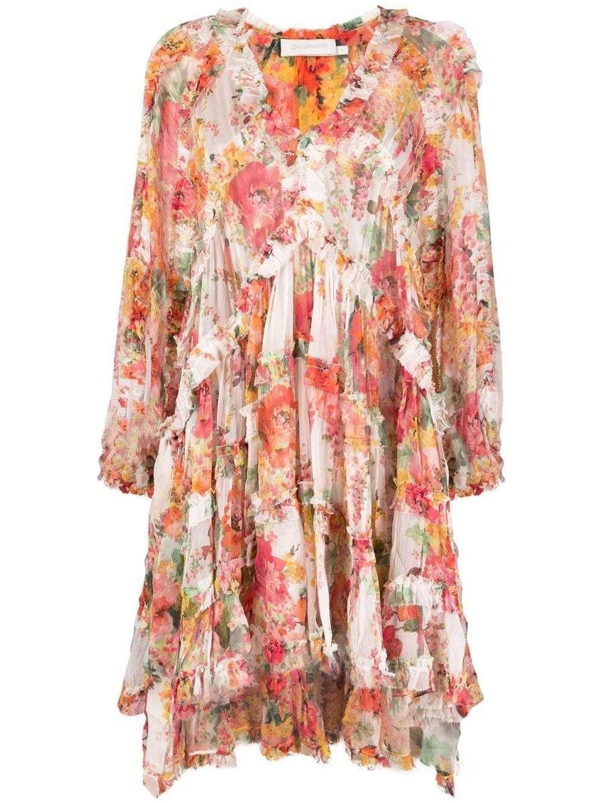 Zimmermann Mae Floral Frill Billow Mini Dress Size 3 - Image 3