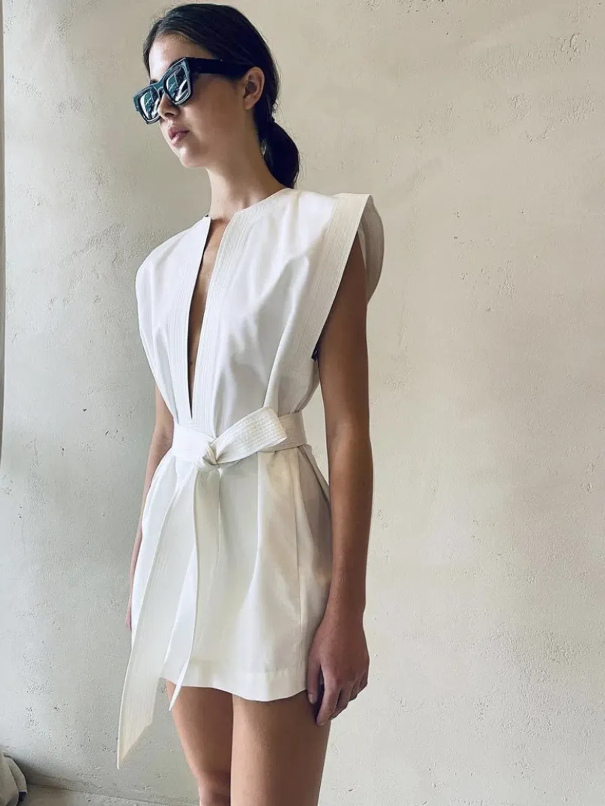 Wardrobe NYC Mini Kaftan Dress White Size 8/S - Image 3