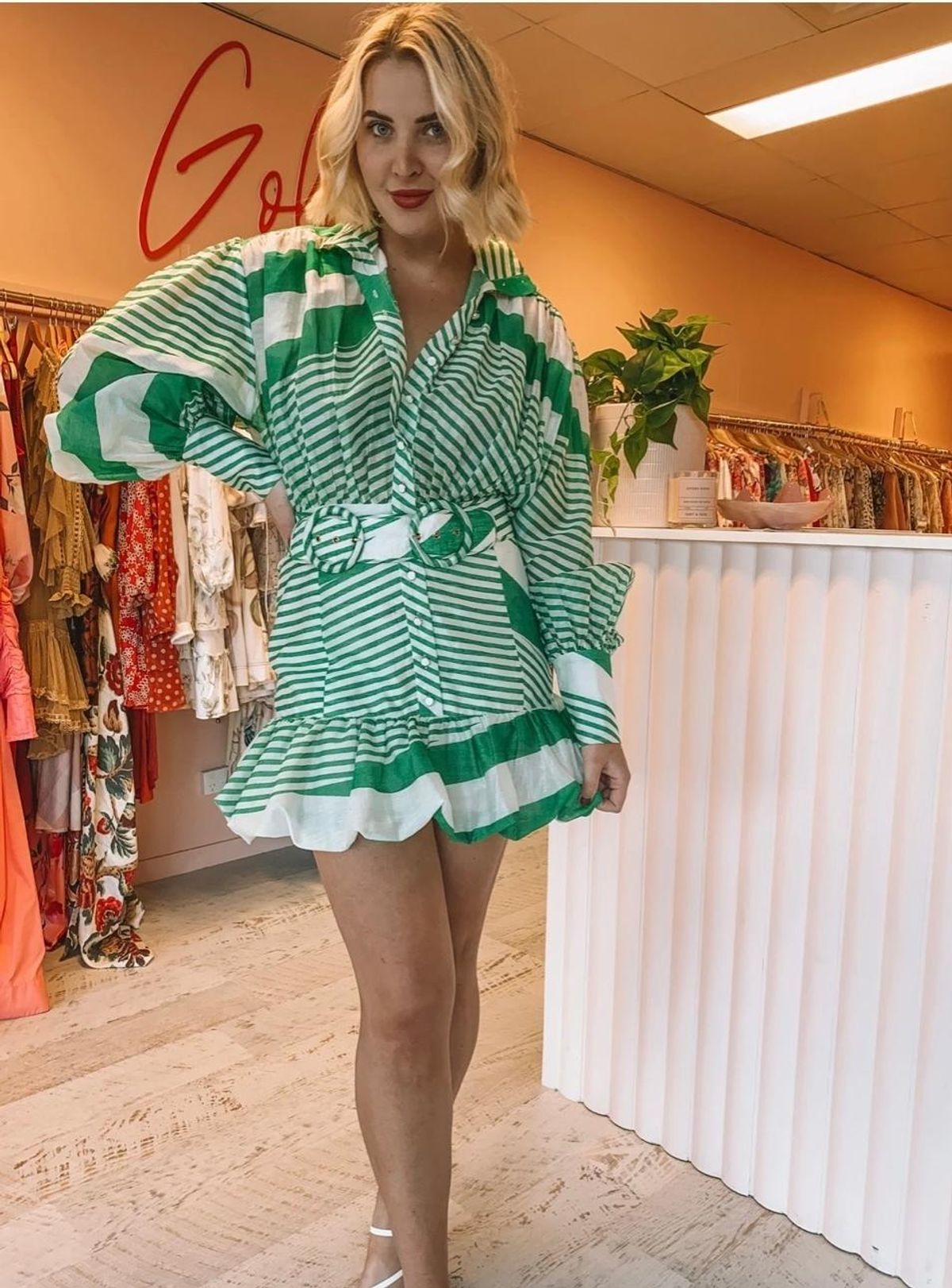 Mackenzie Mode Seeing Stars Mini Dress Green Size 10 - Image 4