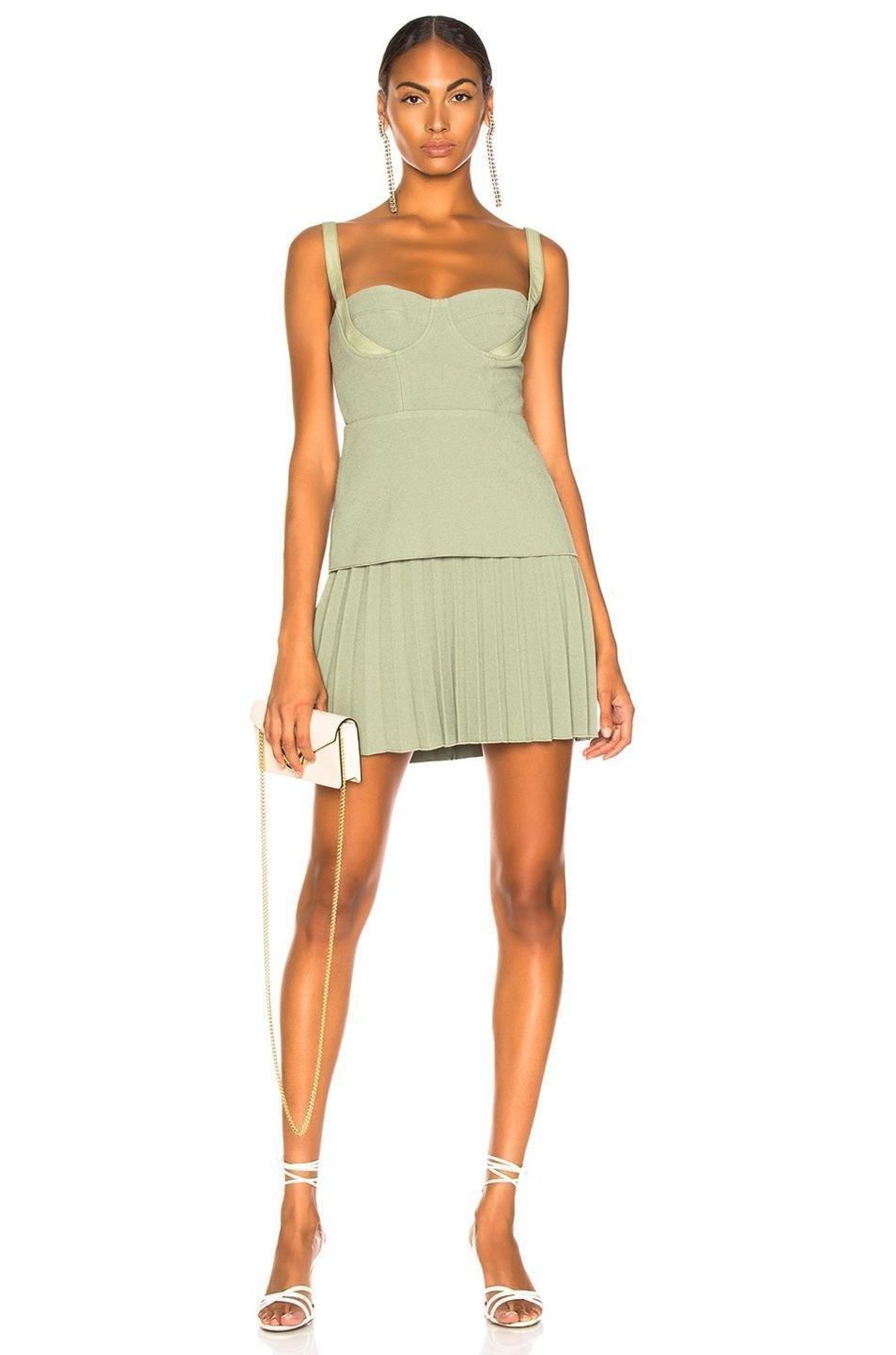 Dion Lee Bustier Pleated Mini Dress Green- Size 8 - Image 1