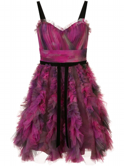 Marchesa Notte Printed Textured Cocktail Dress Plum Purple Size 6  for rent on The Volte - image 4