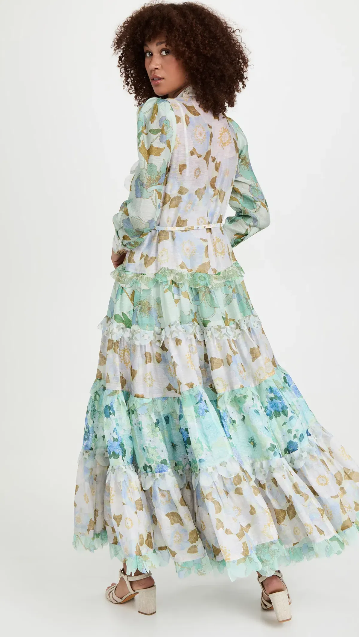 Zimmermann Rhythm Scalloped Dress Mint Mixed Print Size 0 / AU 8 - Image 2