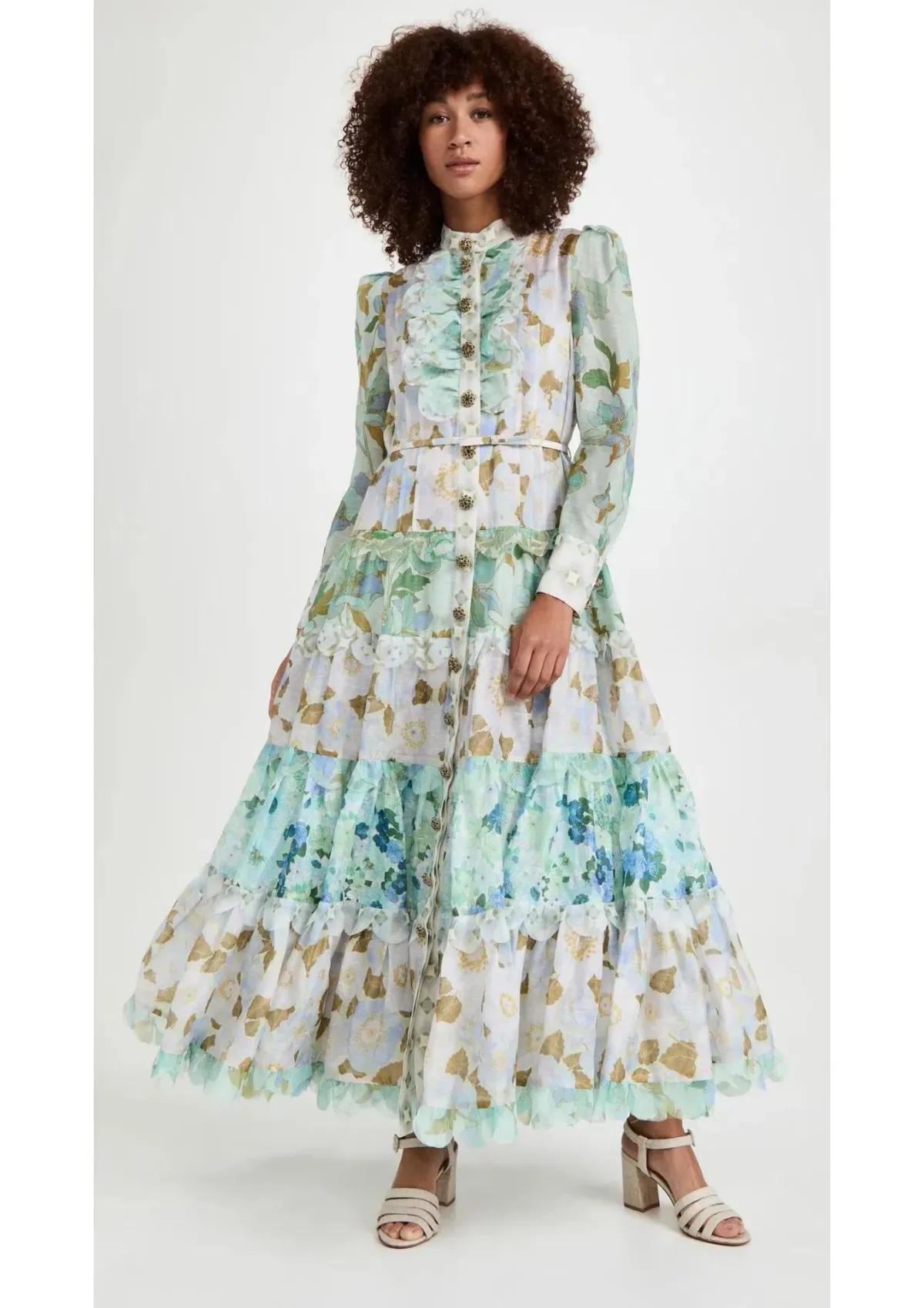 Zimmermann Rhythm Scalloped Dress Mint Mixed Print Size 0 / AU 8 - Image 1