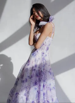 Milla Tie Strap Maxi Dress with Delicate Pastel Floral Print Size M for rent on The Volte - image 3