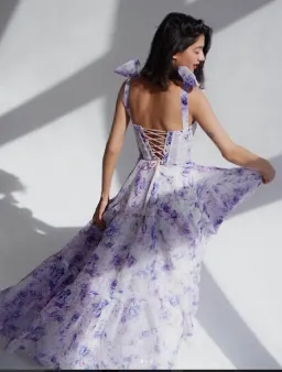 Milla Tie Strap Maxi Dress with Delicate Pastel Floral Print Size M for rent on The Volte - image 4