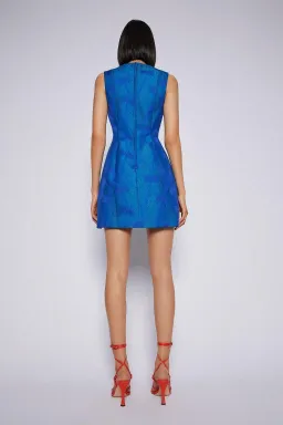 Scanlan Theodore Tropical Brocade Dress Blue Size 6 for rent on The Volte - image 3