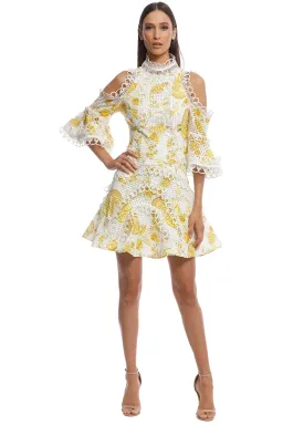 Thurley Chintz Print Spliced Mini Dress Yellow Size 10 for rent on The Volte - image 1