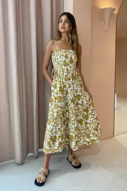 Shona Joy Saffron Tiered Midi Dress Floral Print Size 10 for rent on The Volte - image 3