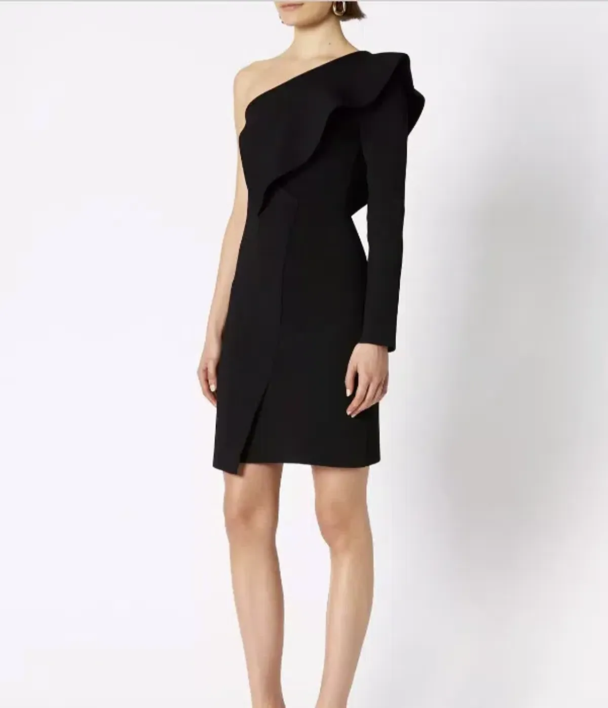 Scanlan Theodore Crepe Knit Ruffle Sleeve Dress Black Size XS / Au 6 - Image 4