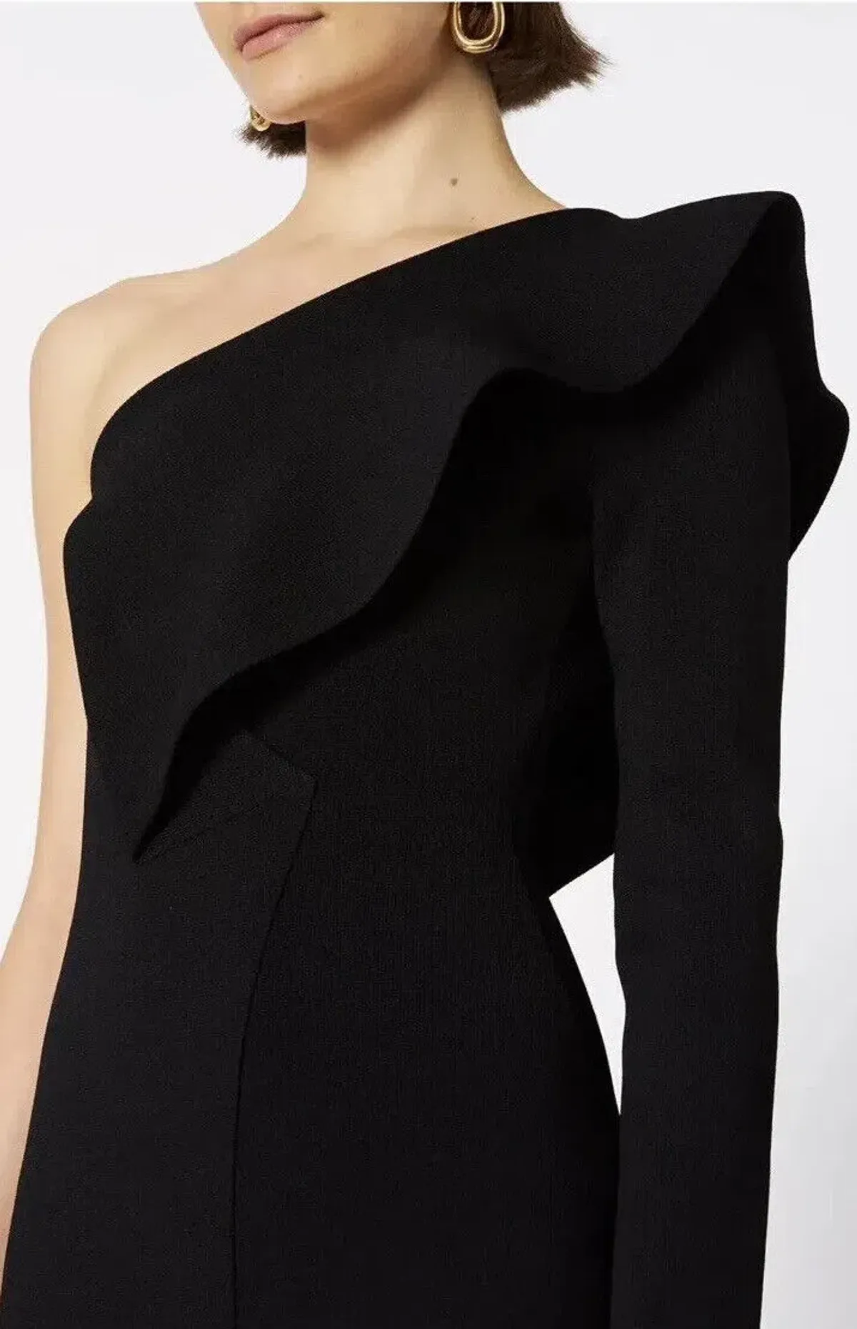 Scanlan Theodore Crepe Knit Ruffle Sleeve Dress Black Size XS / Au 6 - Image 2