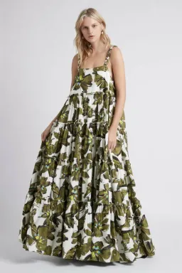 Aje Oasis Olive Leaf Strap Maxi Dress Print Size 10 for rent on The Volte - image 2