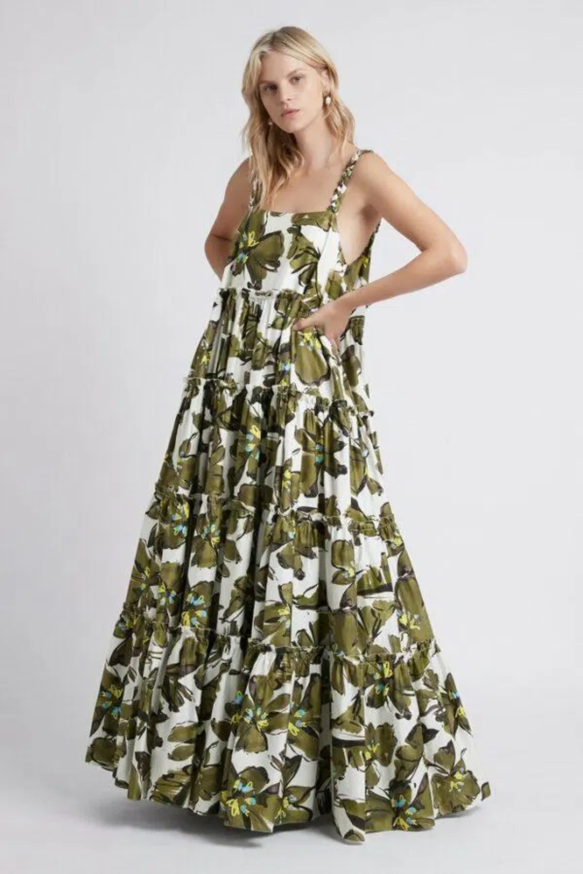 Aje Oasis Olive Leaf Strap Maxi Dress Print Size 10 - Image 1