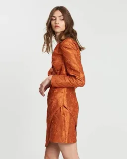 Mossman Burnt Orange Tea Leaves Mini Dress Size 8  for rent on The Volte - image 3