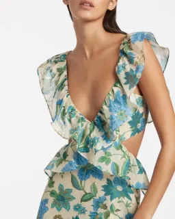 Sir the Label Celia Frill Midi Dress Floral Print Size 0 for rent on The Volte - image 4