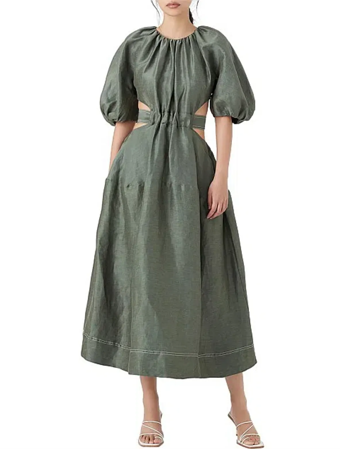 Aje Mimosa Cutout Midi Dress Green Size 10 - Image 1