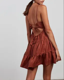 Shona Joy Elsa Tiered Mini Dress Gingerbread Size 8  for rent on The Volte - image 3