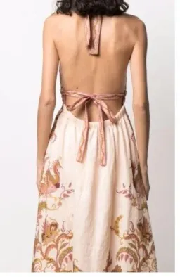 Zimmerman Cassia Halter Bow Midi Dress Print Size 6-8 for rent on The Volte - image 4