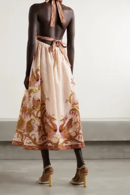 Zimmerman Cassia Halter Bow Midi Dress Print Size 6-8 for rent on The Volte - image 2