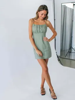 Favr The Label Ray Mini Dress Sage Green Size 10 for rent on The Volte - image 1