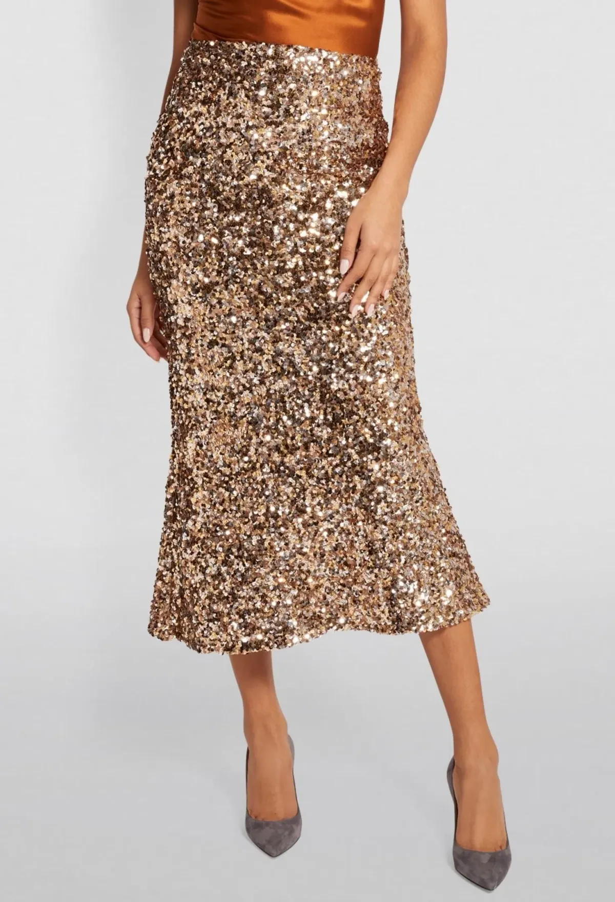 Shona Joy Faye Sequin Skirt Gold Size 8  - Image 2