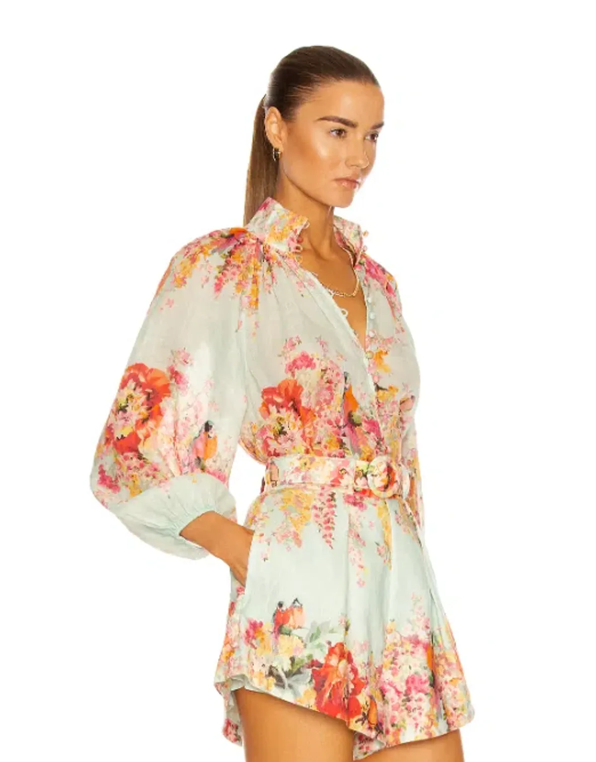 Zimmermann Mae Gathered Blouse and Tuck Shorts Set Floral Size 2 / Au 12 - Image 6