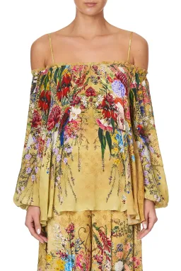 Camilla Among the Gumtrees Off Shoulder Halter Top and Maxi Skirt With Double Frill Set Print Size L  for rent on The Volte - image 1