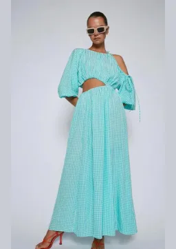 Scanlan Theodore Gingham Draw Cord Dress in Mint Size 8 for rent on The Volte - image 5