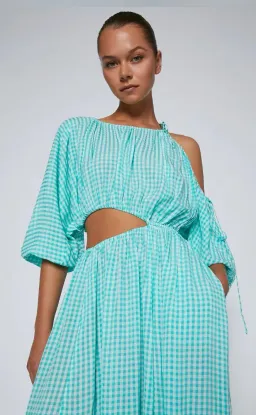 Scanlan Theodore Gingham Draw Cord Dress in Mint Size 8 for rent on The Volte - image 4