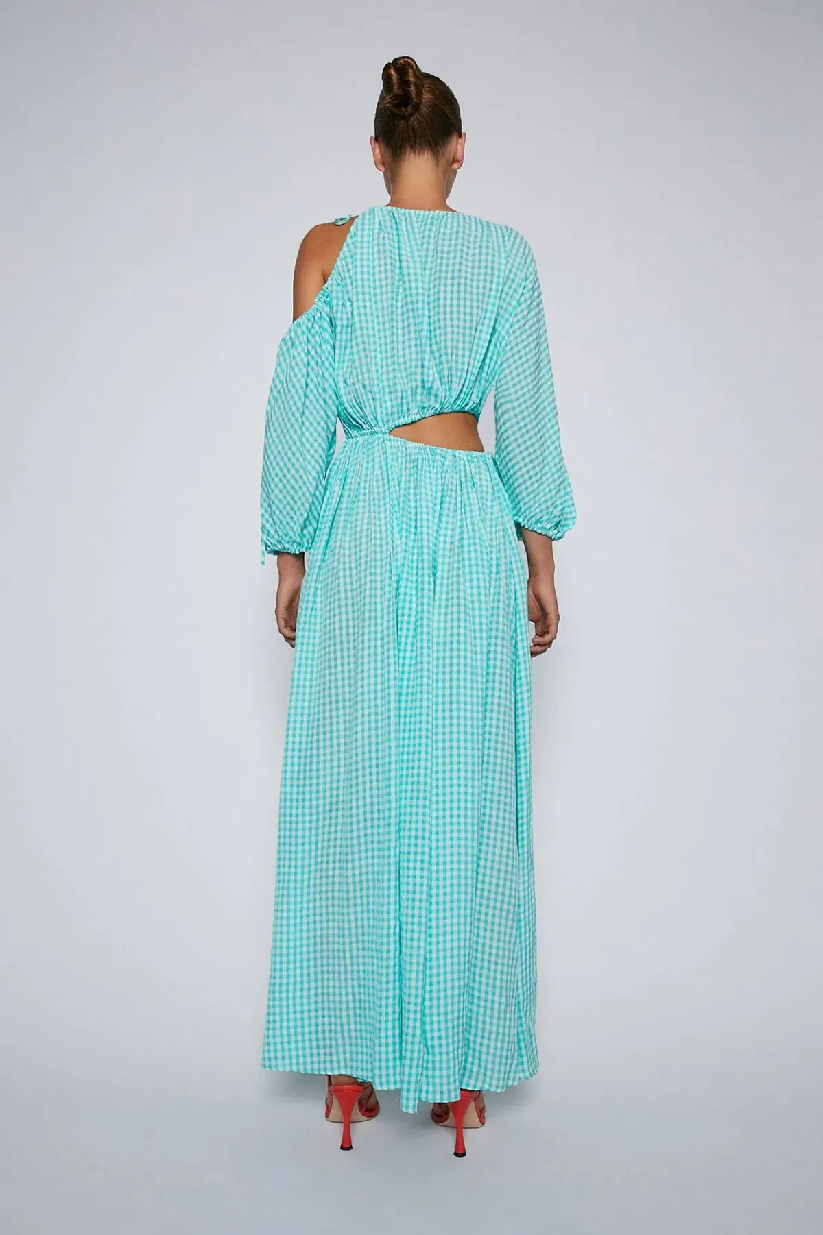 Scanlan Theodore Gingham Draw Cord Dress in Mint Size 8 - Image 3