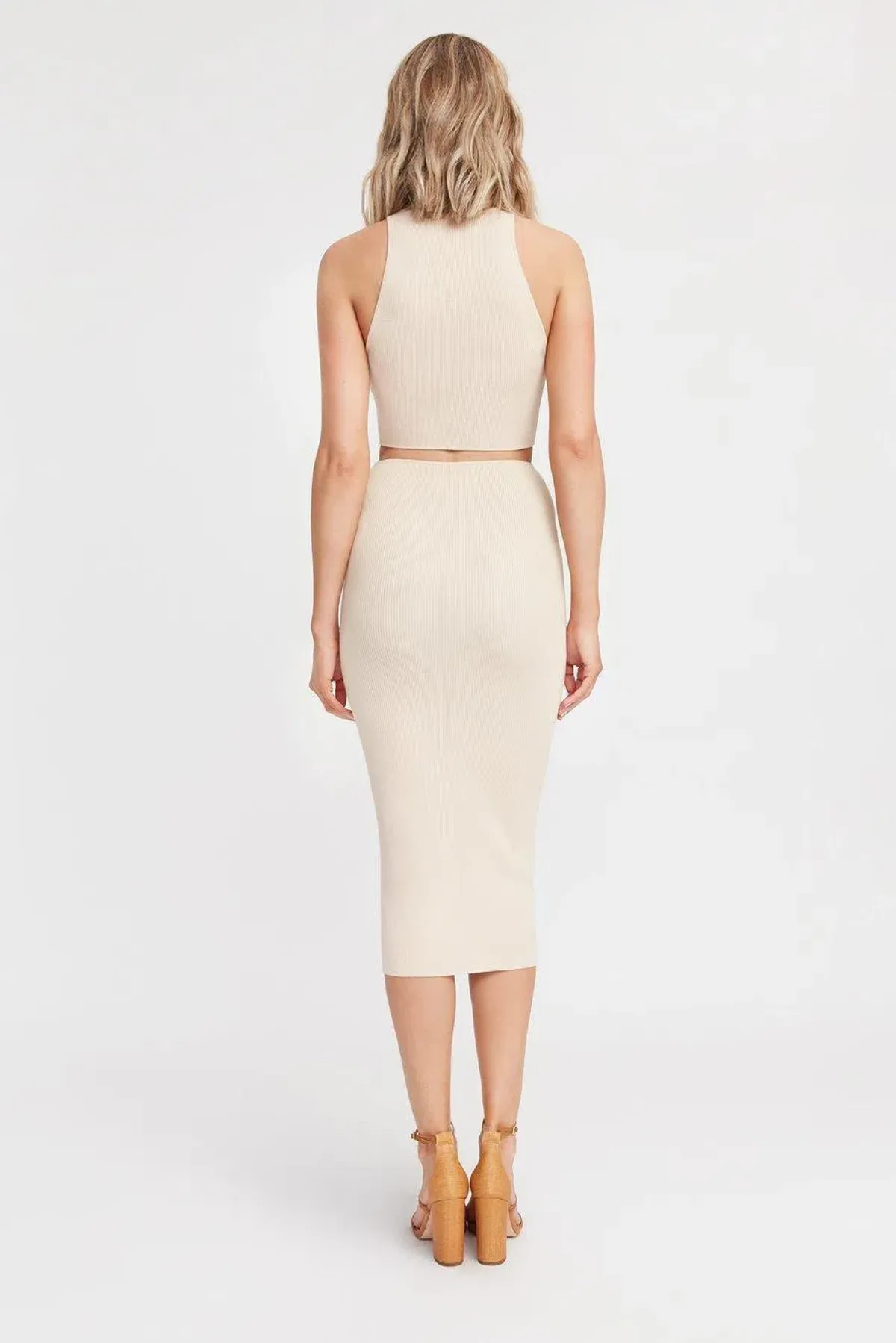 Kookai Lola Cut Out Midi Dress Nude Size 2  - Image 2
