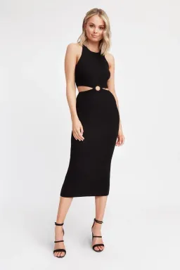 Kookai Lola Cut Out Midi Dress Black Size 2 for rent on The Volte - image 1