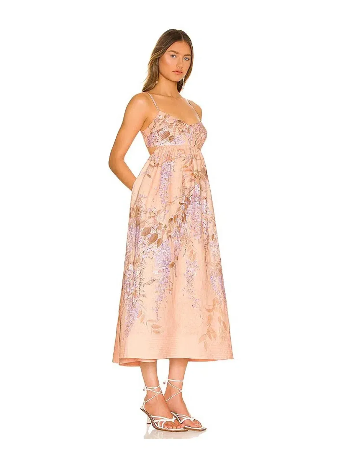 Zimmermann Rosa Bralette Midi Dress Floral Size 1 / Au 10 - Image 2