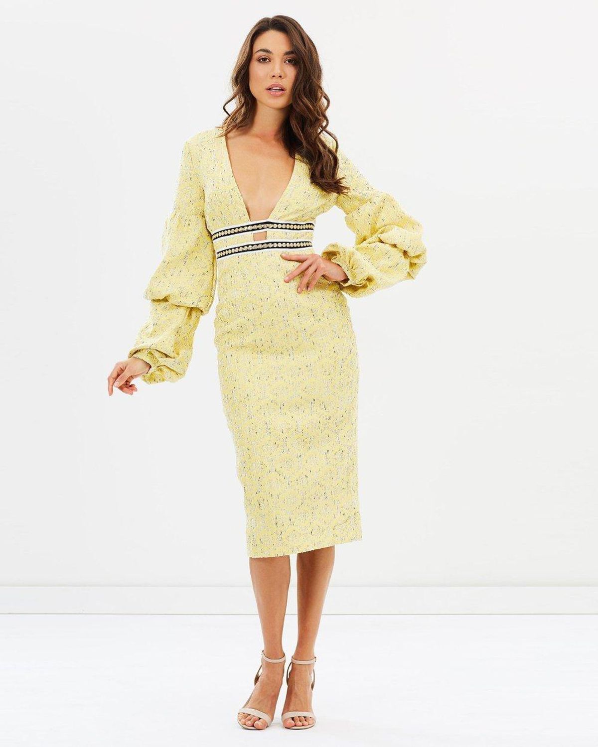 Asilio The Other Woman Midi Dress Yellow Size 10 - Image 1