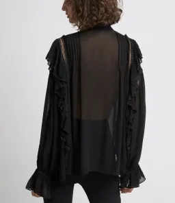 Aje Solitude Ruffle Blouse Black Size 8 for rent on The Volte - image 2
