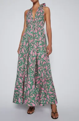Scanlan Theodore Cotton Paisley Halter Dress Kelly Green Size 8 for rent on The Volte - image 2