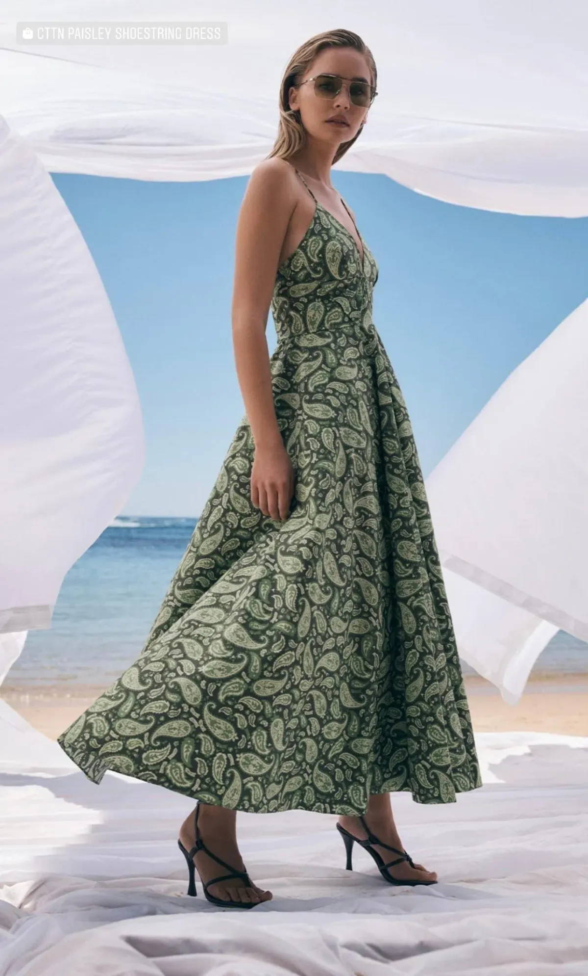 Scanlan Theodore Cttn Paisley Shoestring Dress Print Size 8 - Image 3