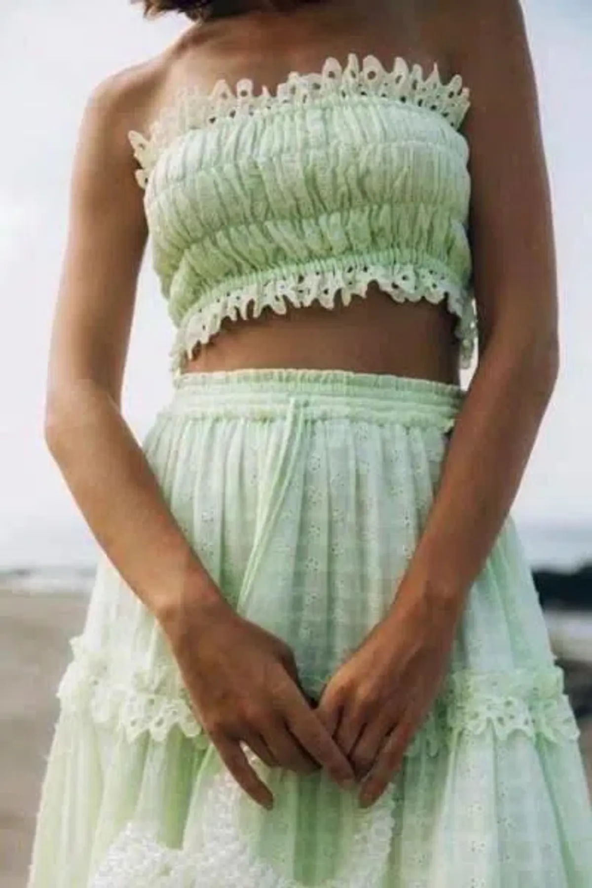 Steele Jacqui Crop and Paige Skirt Set Green Size 12 - Image 2