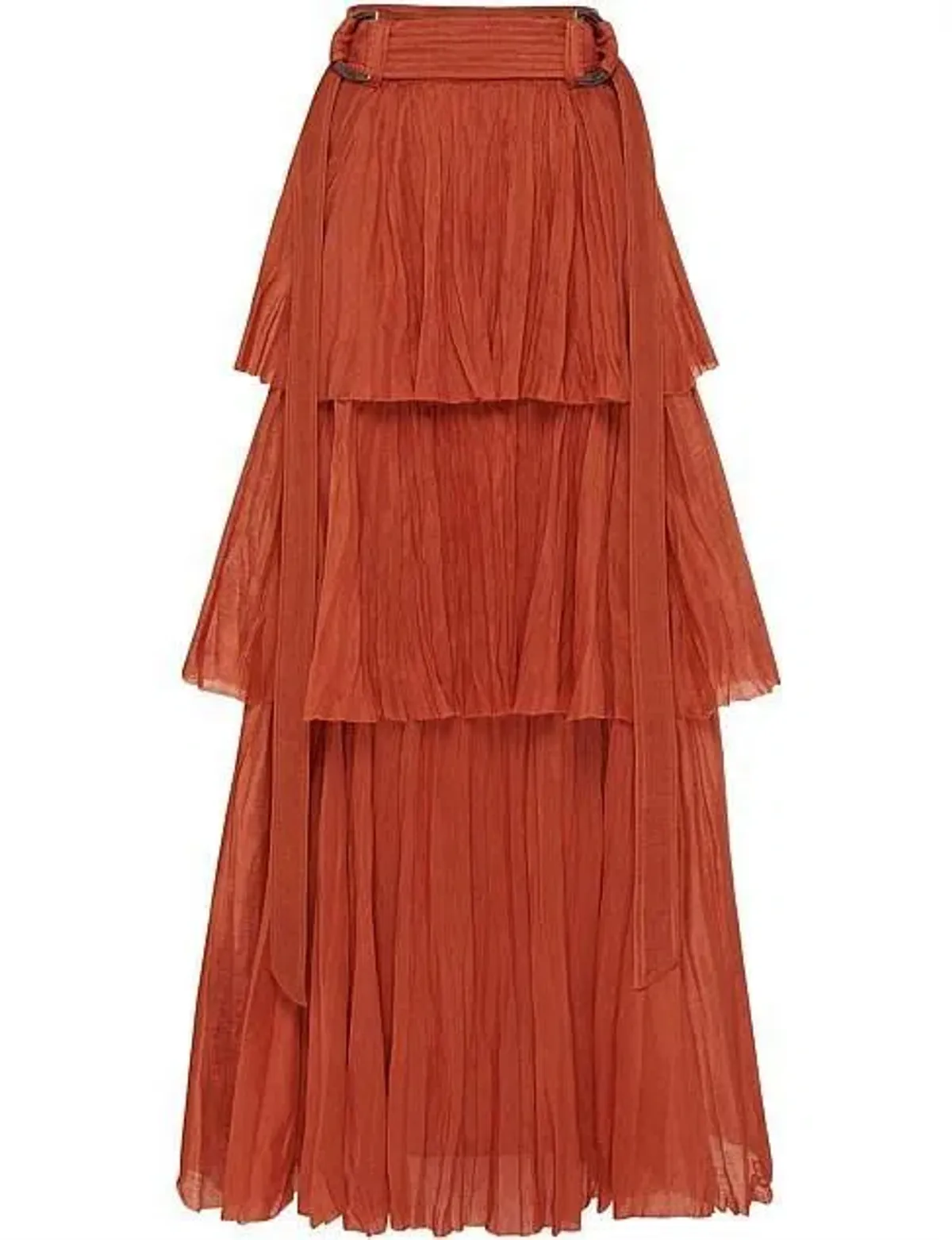 Aje Unfold Tiered Maxi Skirt Rust Size 8  - Image 5