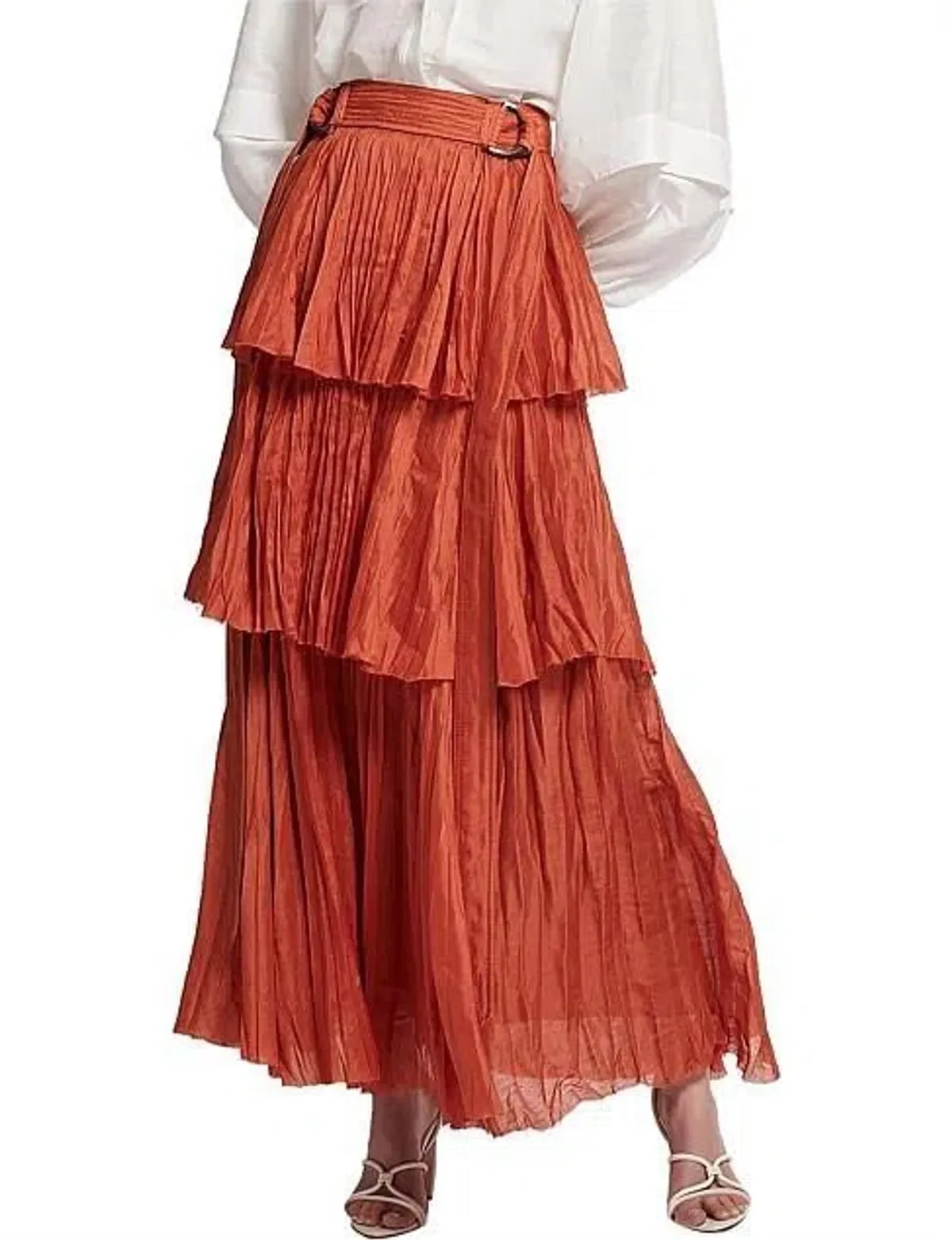 Aje Unfold Tiered Maxi Skirt Rust Size 8  - Image 1