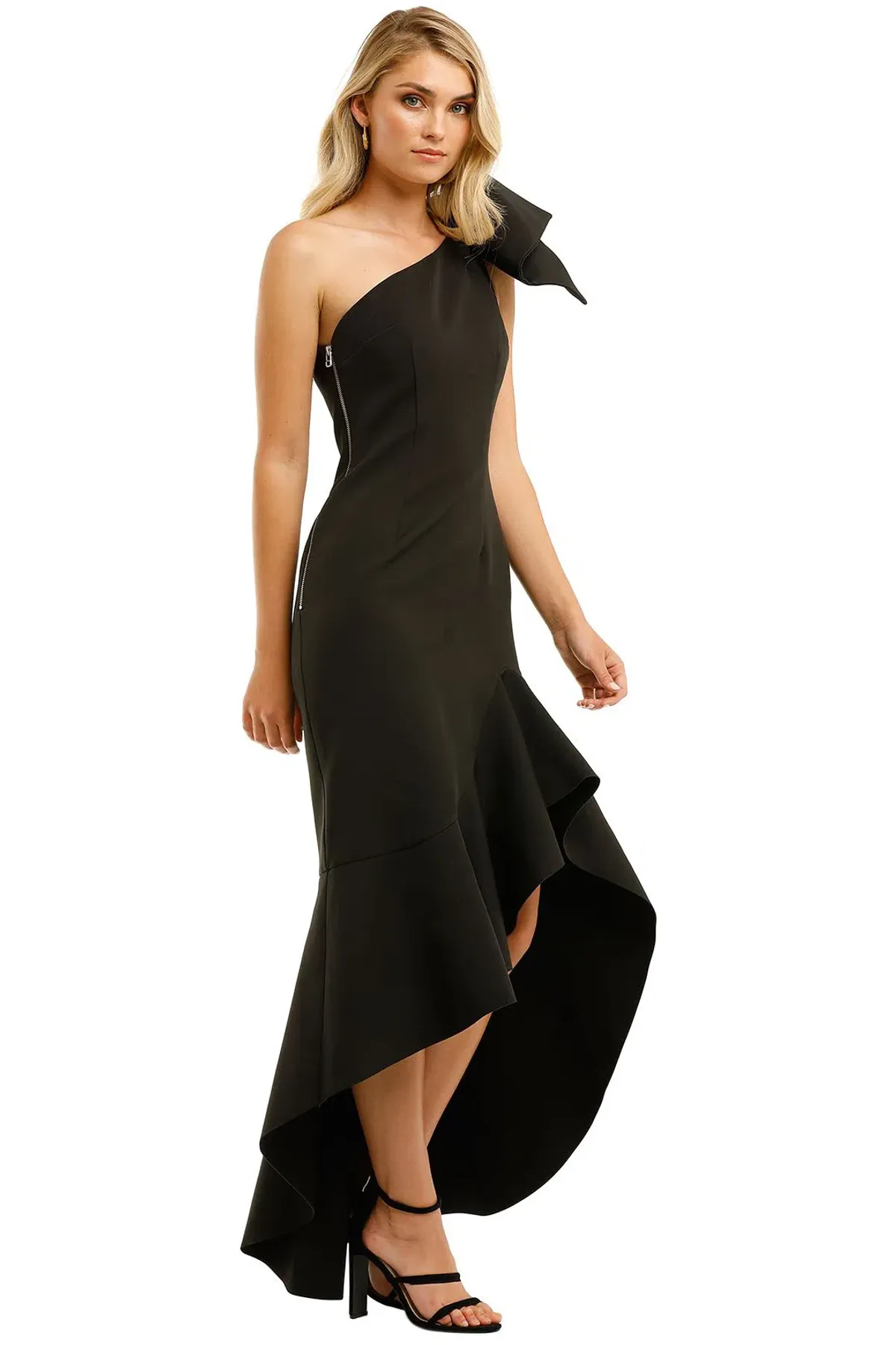 By Johnny Tie Shoulder Wave Gown Black Size 6  - Image 2
