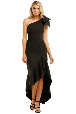 By Johnny Tie Shoulder Wave Gown Black Size 6  for rent on The Volte - image 1