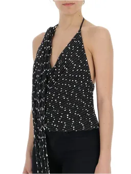 Jacquemus Valoria Fringed Bouclé Halterneck Top Black Size 10 for rent on The Volte - image 2